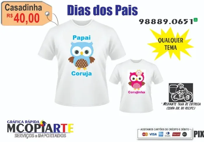 kit camisa tal pai tal filho poliéster branca personalizada dia dos pais(por encomenda)