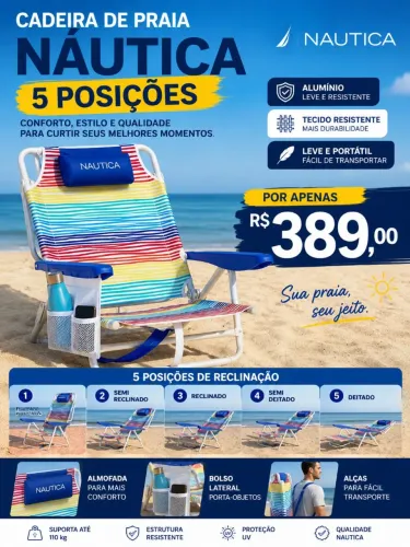 Cadeira praia náutica 5 posições