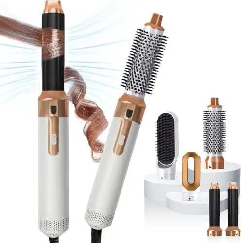BRANCO/DOURADO - Escova Secador de Cabelo 5 em 1 Multifuncional 110v | AJ-G15-J<br>