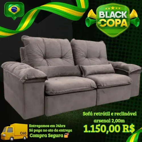 Sofá ret e rec Arsenal (Pague na entrega)