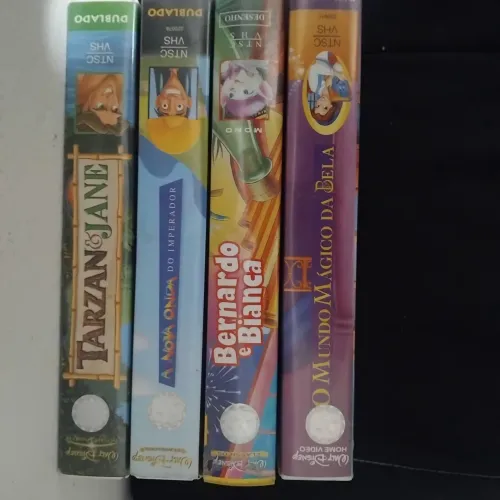 4 Vhs Desenhos Disney Dublados Tarzan &Jane, Bernardo e Bianca, A nova Onda, M M da Bela