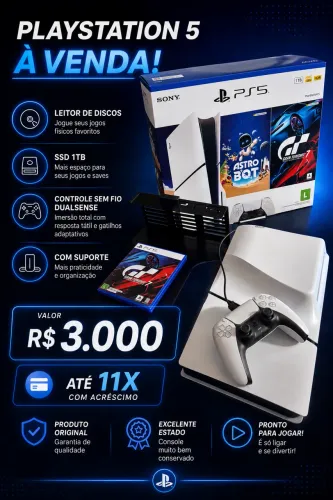 PlayStation 5, Com Leitor de Discos, SSD 1TB,