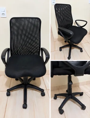 Cadeira de Escritório Ergonômica com Encosto em Tela - Preta