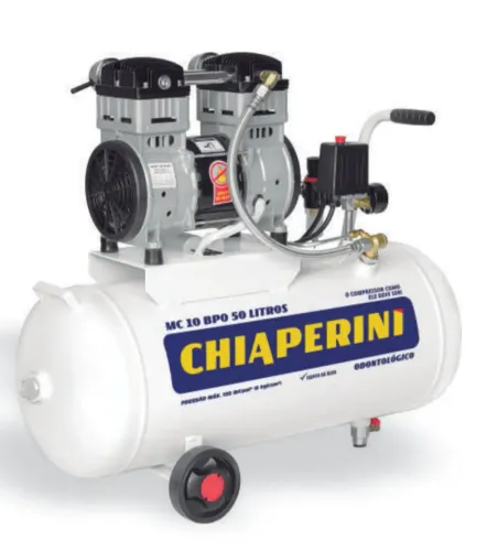 COMPRESSOR DE AR ODONTOLÓGICO 10 BPO 50 LITROS - ISENTO DE OLEO - SILENCIOSO - NOVO
