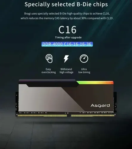 Memória RAM Asgard 16GB 4000mhz DDR4 RGB