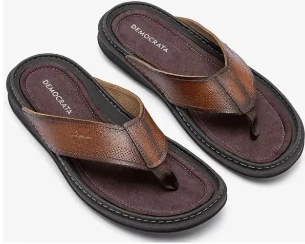 Chinelo de Couro Lazy Conhaque nº40