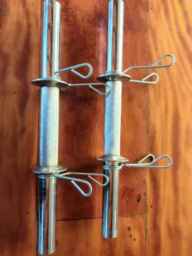 2 Halteres Maciços 40Cm Cromado Com Presilha