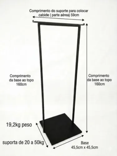 arara de roupas industrial preta