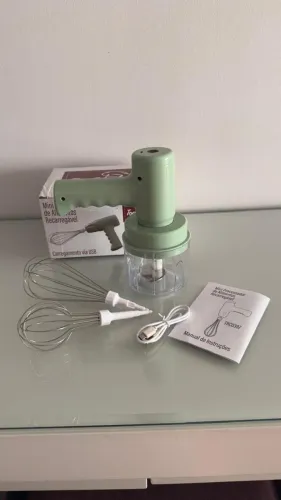 Mini Processador e Batedeira Elétrica Recarregável USB, 3 em 1 - TopChef - Novo na Caixa!