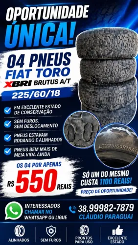 Pneus os 04 semi novos Fiat Toro Renault Duster Orochi