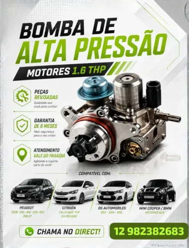 Bomba de Alta pressão motores 1.6 THP, PEUGEOT, CITROEN, DS, BMW, MINI COOPER, RCZ