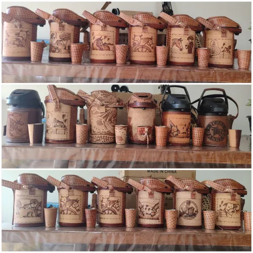 Garrafa térmica personalizada em couro 