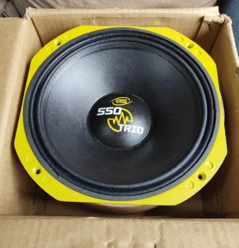 Alto Falante Woofer 10 Polegadas Eros 550w Rms E-550 8 Ohms Trio Médio Alto Amarelo
