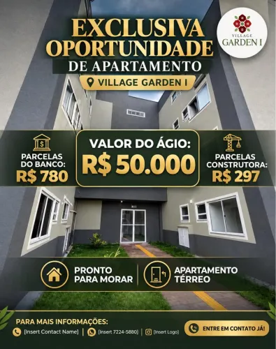 VENDO ÁGIO TÉRREO VILLAGE GARDEN 1