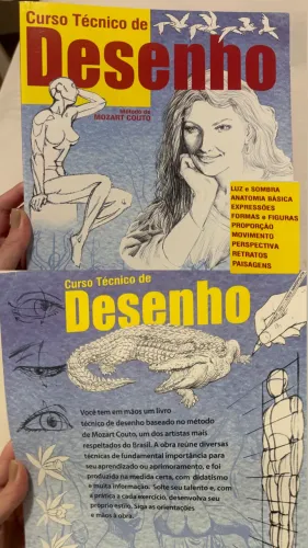 Livro raro e antigo "Curso Técnico de Desenho" baseado no método de Mozart Couto.