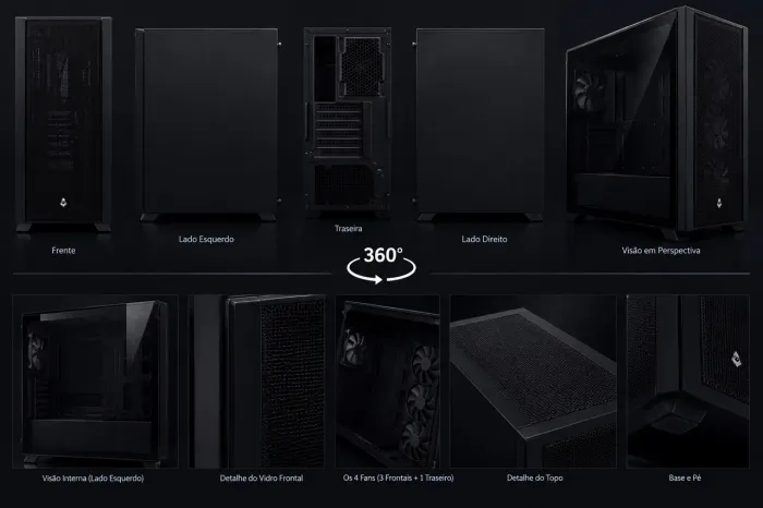 ? Gabinete Gamer Mancer Narok Mid Tower + 4 Fans 120mm