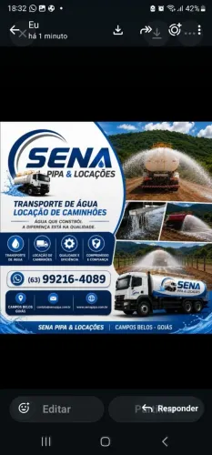 Caminhão pipa disponível para locação