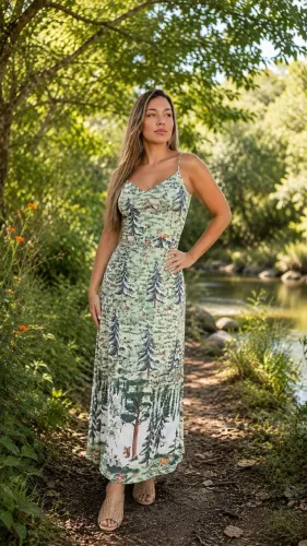 Vestido longo ollie g em crepe a estampa é uma obra de arte 