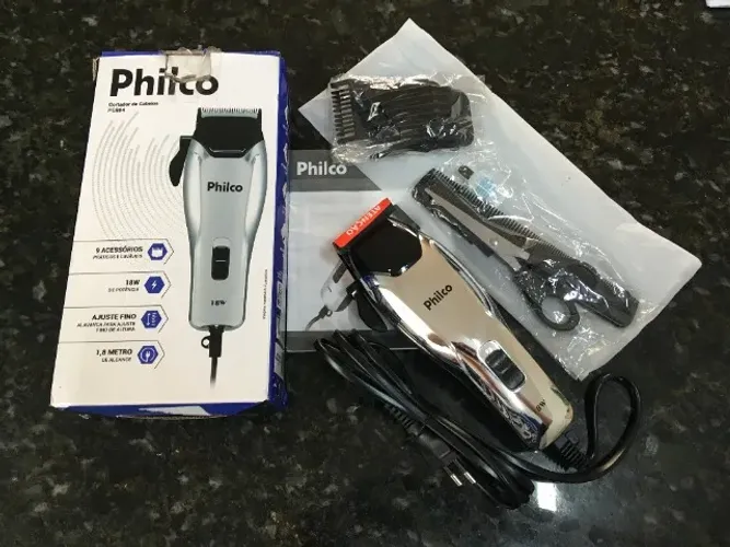 Cortador de Cabelos Philco PCR04 9 Acessórios 4 Pentes - Cromado com Preto - 127V