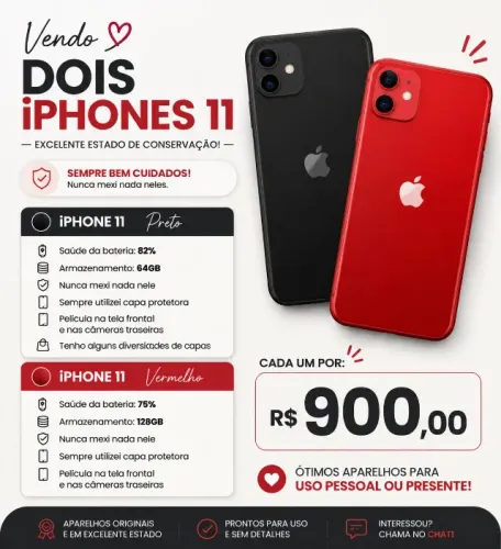 iPhone 11 64GB e 128GB - Ótimo estado - Barato - Leia a descrição!