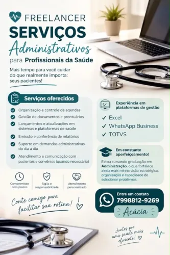 Freelancer em Serviços Administrativos Para Profissionais da Saúde