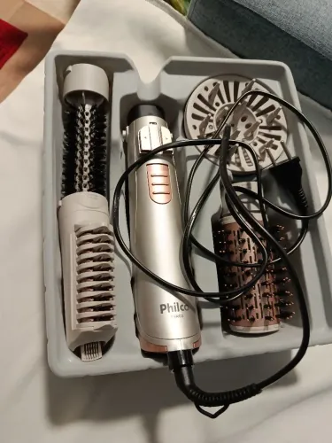 Philco Escova Rotativa 5 em 1 Bivolt 1300W PER03 Cerâmica Cinza com Dourado