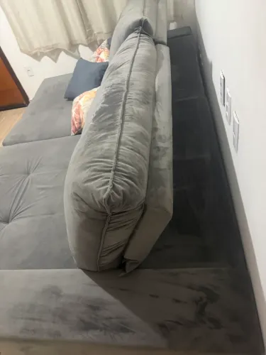Sofá retrátil cama tecido suede molas ensacadas bonel em perfeito estado