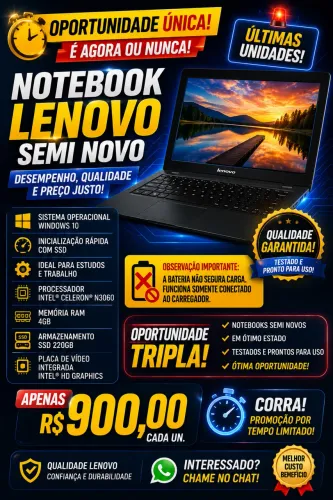 Notebook Lenovo para Trabalho e Estudos