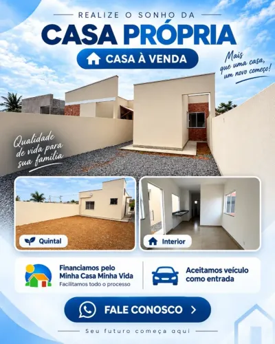 Casa Nova à Venda em Goianá-MG | 2 Quartos + 2 Vagas Garagem | Minha Casa Minha Vida