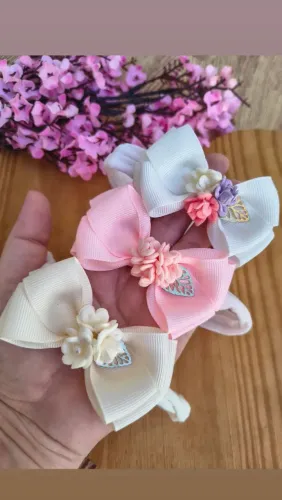 Kit com 3 Faixinhas na Meia de Seda para Bebê Lacinho para Criança Várias Cores