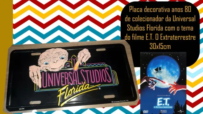 Placa decorativa anos 80 de colecionado rcom o tema do filme et extraterrestre