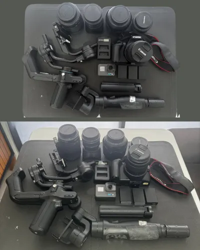 Kit Filmmaker4k Canon Sl3 + Gimbal Scorp C + Gopro Hero 6 com Gimbal Holhen + Lentes