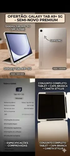 Conjunto completo Tablet A9+, Caneta stilus e Capinha branca