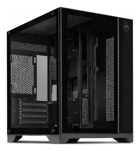 Gabinete Gamer Aquario Mancer Cv100 black, Mid-tower, Lat Preta, de vidro. 