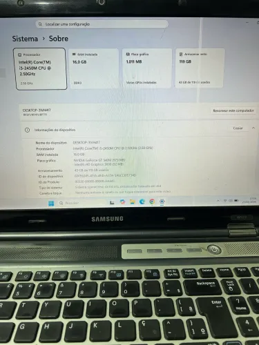 Notebook Samsung i5 16gb 120gb Windows 11