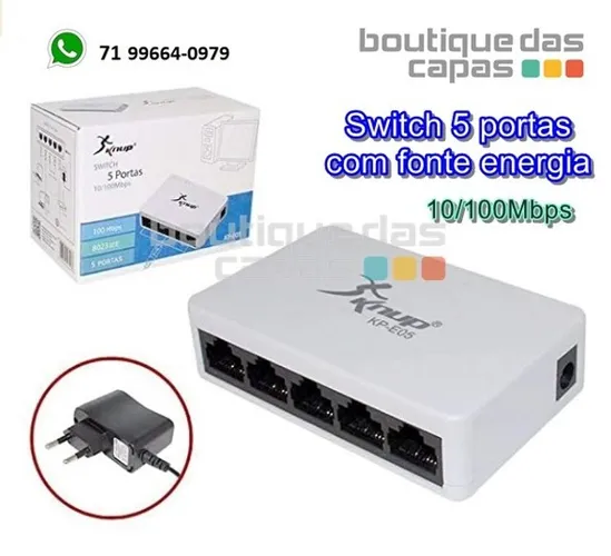 Switch 5 portas rj45 KP-E05 KNUP 10/100MBPS Expansão fácil e acessível cabo rede com fio.