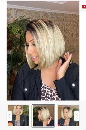 Lace front loira com mechas repartição livre 