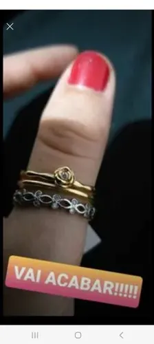 SP PROMOÇÃO LINDO ANEL FEMININO DOIS EM UM, BANHADO A OURO 18K NOVO