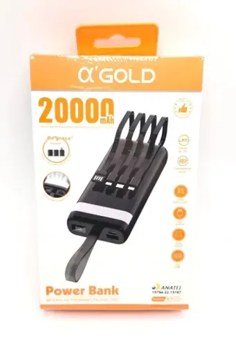 Carregador Portátil PowerBank Bateria Extra Slim 20000mAh Visor Digital AGold Novo