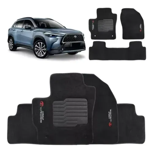 Tapete Carpete Toyota Corolla Cross 2021 - Preto 3 Peças - Ecotap