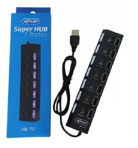Hub Cabo Usb 2.0 Extensor 7 Portas High Speed Hd Pen Drive.