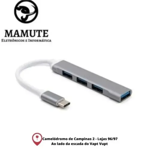 Hub Usb Type-c 4 Portas Ubs 3.0 5 Gbps Adaptador Cabo Hub mac macbook