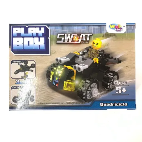 Bloco De Montar Veiculos Policia Wb7704 73pçs 3em1 - Quadriciclo