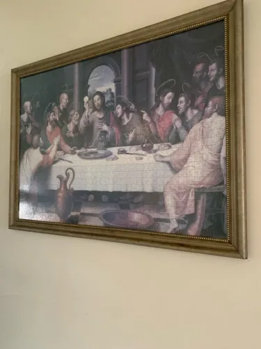 Quadro A Última Ceia - Com Moldura dourado envelhecido e Vidro