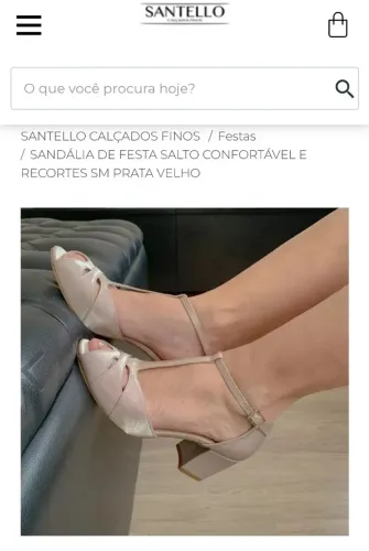 SANDÁLIA DE FESTA SANTELLO SALTO CONFORTÁVEL E RECORTES SM PRATA VELHO