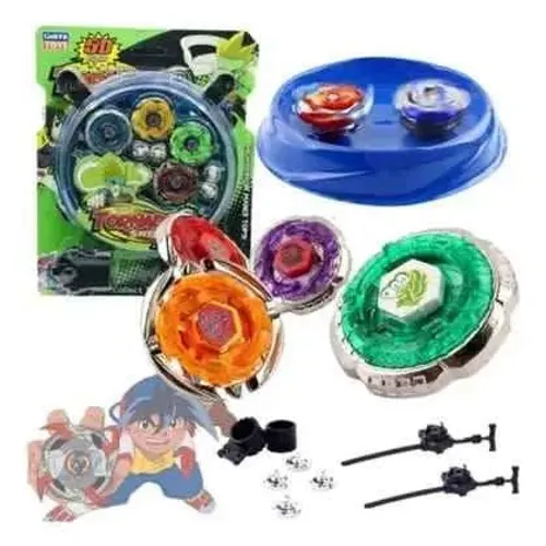 Kit com 4 Beyblade + arena