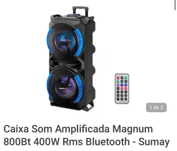 Caixa Som Amplificada Magnum 800Bt 400W Rms Bluetooth - Sumay