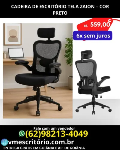 Cadeira de Escritório Tela Zaion - Preta