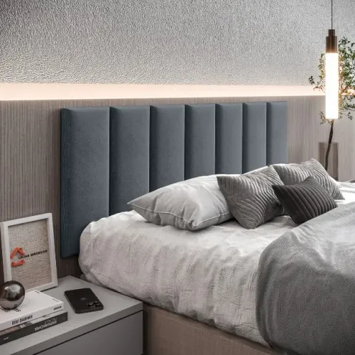Kit 7 Peças Cabeceira De Cama Modular Para Cama Box De Casal Cinza