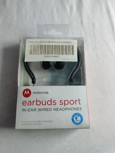 Fone de ouvido Motorola Earbuds Sport SH008 - Preto Novo Original